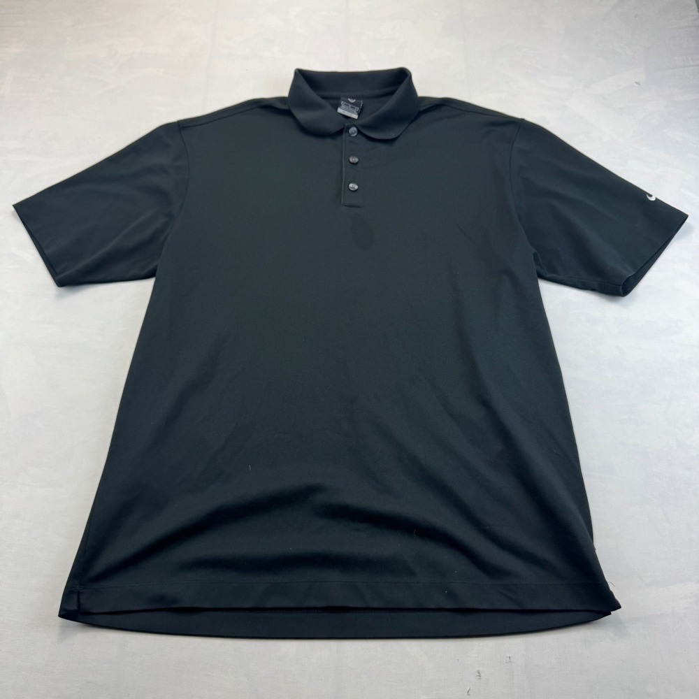 Nike Dri-Fit Golf Polo Shirt Mens Large Black Short Sleeve Collared Popover